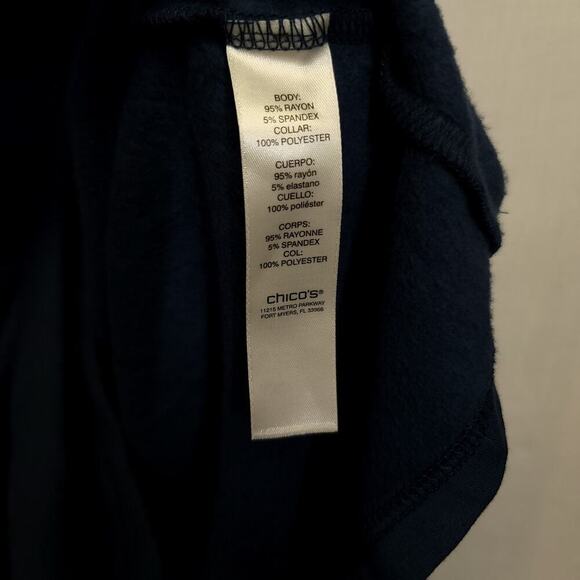 Weekends Chicos Cozisoft Fleece Backed Cowl Neck Top Size 3 Xl Blue - Picture 3 of 6